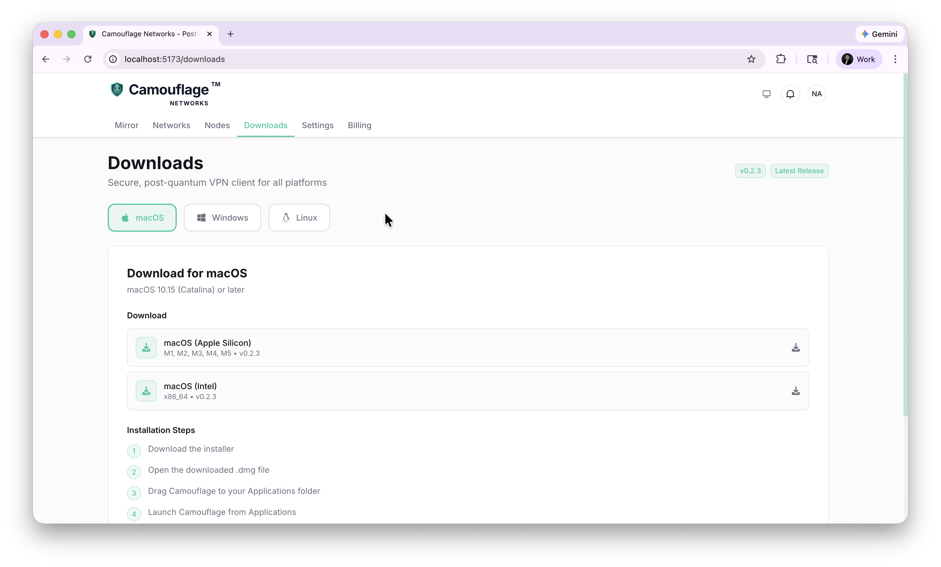 Downloads page