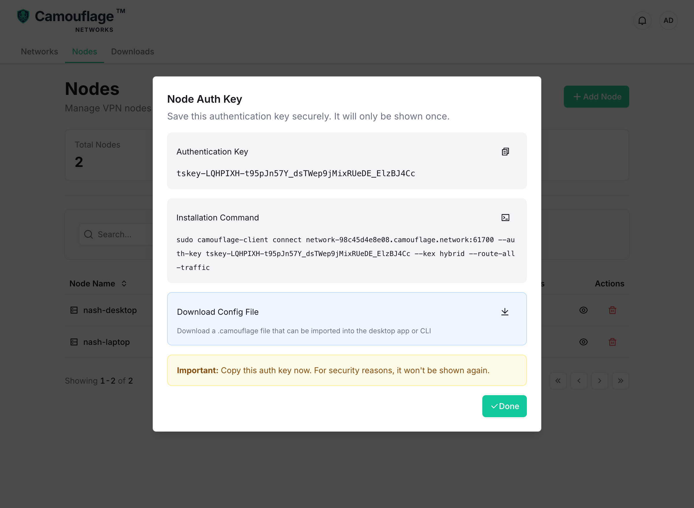 Node Connection Config